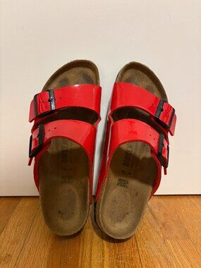 High shine red Birkenstock